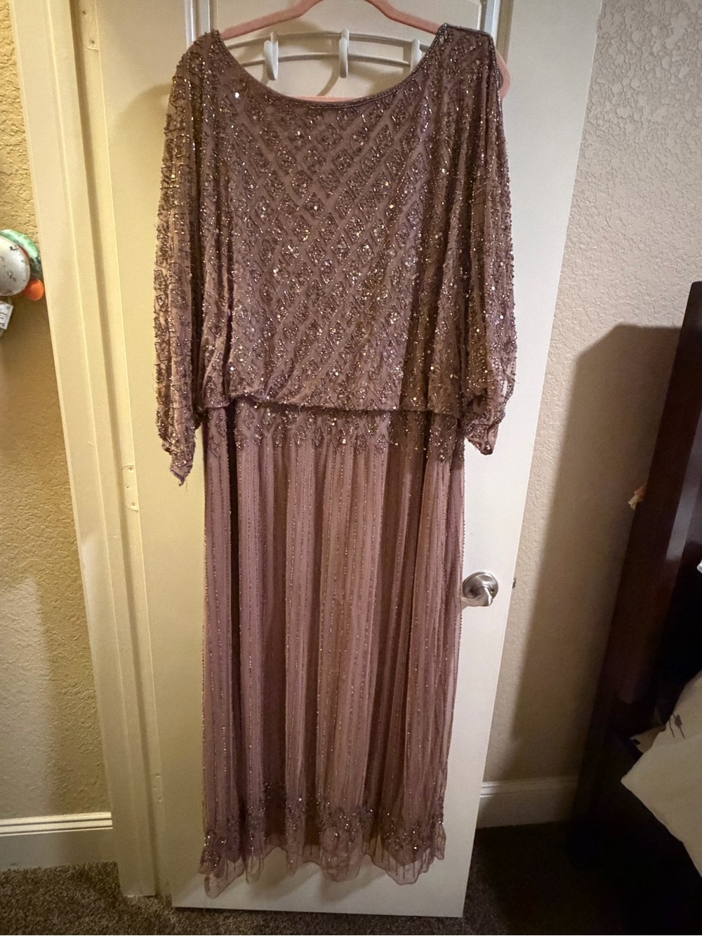 Pisarro Nights Dusty Mauve Beaded Maxi Dress